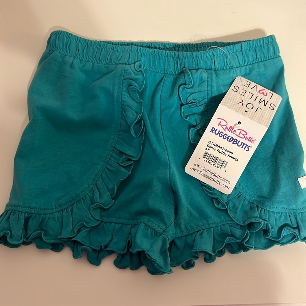 Blue cotton ruffle butts shorts 4T
